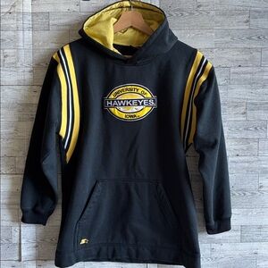 Iowa Hawkeyes Sweatshirt Black Hoodie‎ Youth XL women's XS Vintage